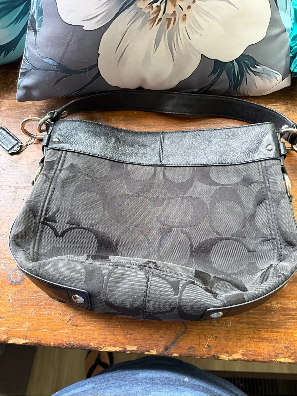 Coach Charcoal/Black Signature Canvas Shoulder Bag